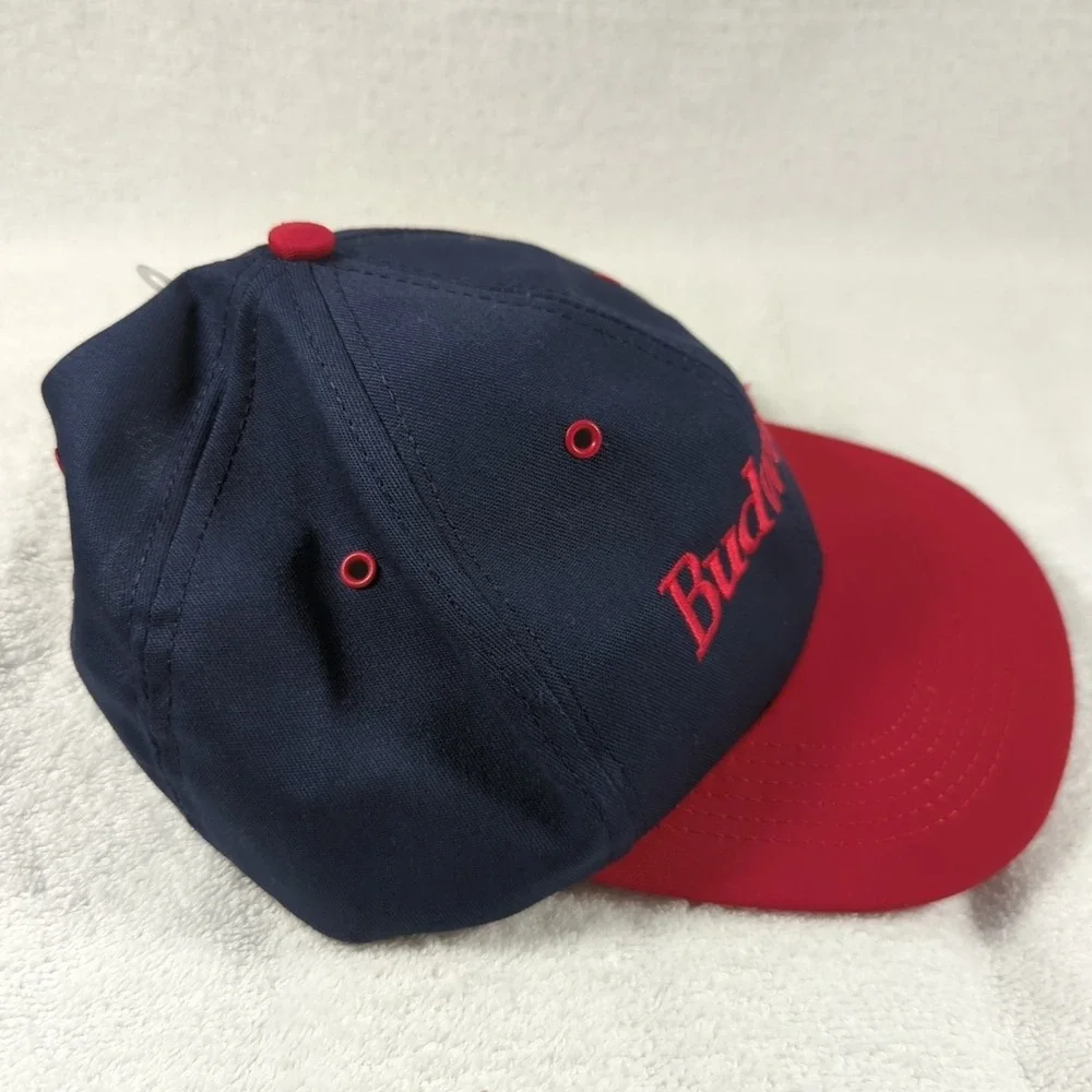 Vintage 90s Budweiser Snapback Hat Cap Blue Red Embroidered Made In USA